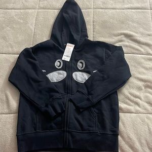 Gymboree NEW w/tags mustache black youth zip-up hoodie sweatshirt, size M (7-8)